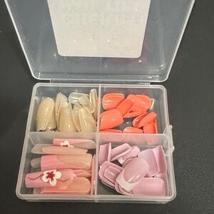 Assorted Press-On Nail Set in Coral, Pink & Nude